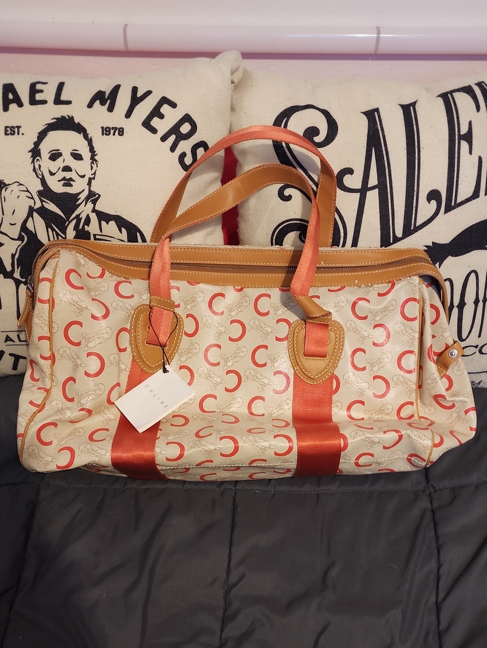 Authentic CELINE Paris Cream Canvas Travel Duffel Bag - New With Tags!
